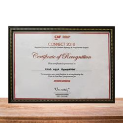 Certificate of Recognition from CAF Connect 2018